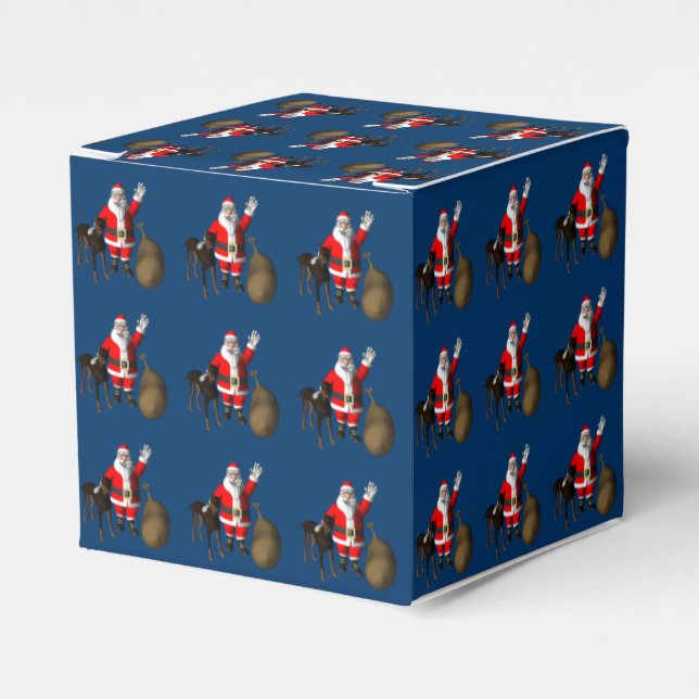 Santa Claus With Doberman Pinscher Favor Box (Front Side)