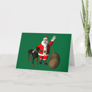 Santa Claus With Doberman Pinscher Holiday Card
