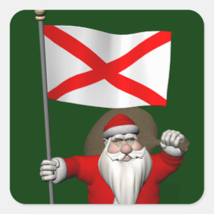 Santa Claus With Ensign Of Alabama Sticker