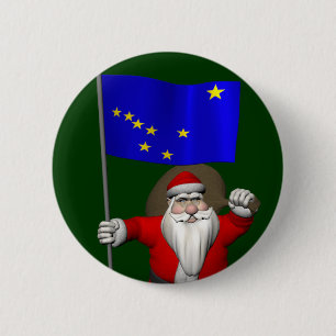 Santa Claus With Ensign Of Alaska 2 Inch Round Button