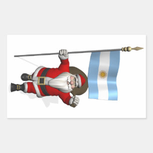 Santa Claus With Ensign Of Argentina Sticker