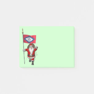 Santa Claus With Ensign Of Arkansas Post-it Notes