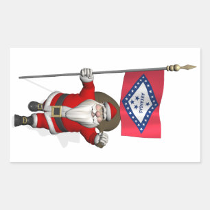 Santa Claus With Ensign Of Arkansas Sticker