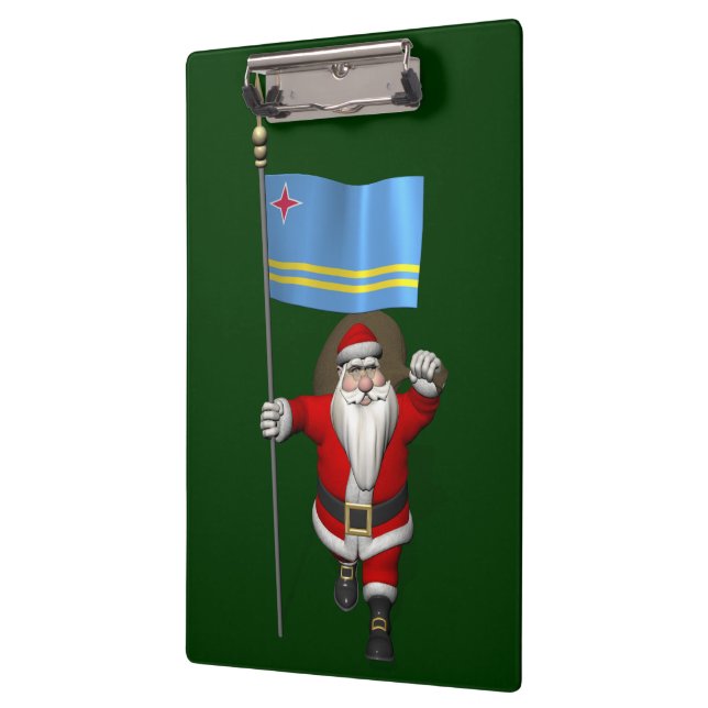 Santa Claus With Ensign Of Aruba Clipboard (Left)