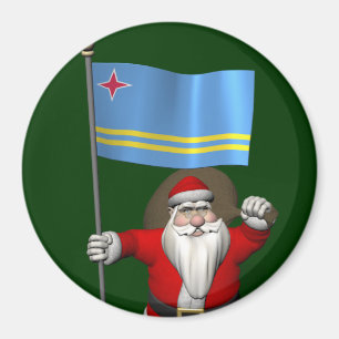 Santa Claus With Ensign Of Aruba Magnet