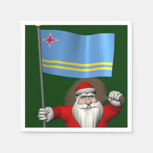 Santa Claus With Ensign Of Aruba Napkin