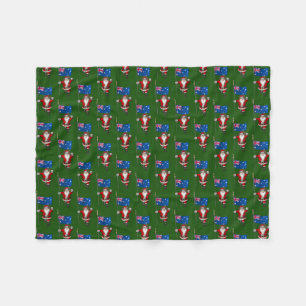 Santa Claus With Ensign Of Australia Fleece Blanket