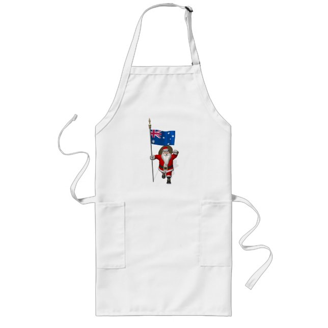 Santa Claus With Ensign Of Australia Long Apron (Front)