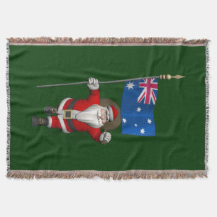 Santa Claus With Ensign Of Australia Throw Blanket