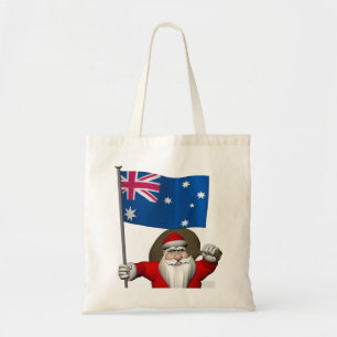 Santa Claus With Ensign Of Australia Tote Bag
