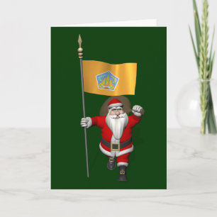 Santa Claus With Ensign Of Bali Holiday Card