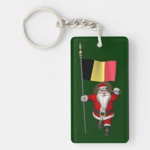 Santa Claus With Ensign Of Belgium Keychain