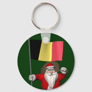 Santa Claus With Ensign Of Belgium Keychain