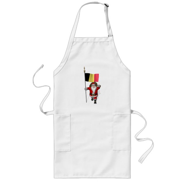 Santa Claus With Ensign Of Belgium Long Apron (Front)