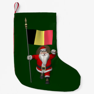 Santa Claus With Ensign Of Belgium Small Christmas Stocking