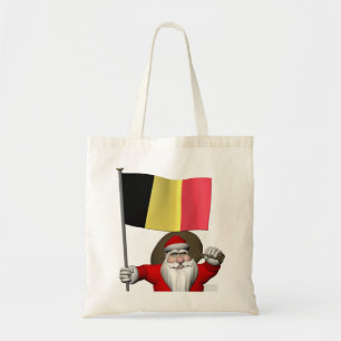 Santa Claus With Ensign Of Belgium Tote Bag
