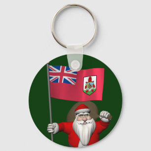 Santa Claus With Ensign Of Bermuda Keychain
