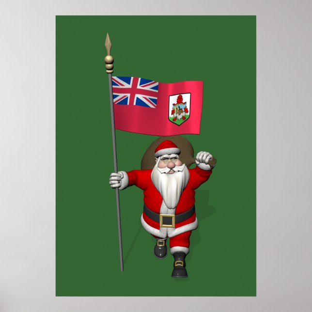 Santa Claus With Ensign Of Bermuda Poster (Front)