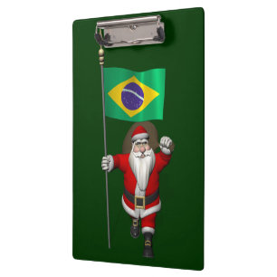 Santa Claus With Ensign Of Brazil Clipboard