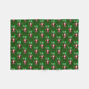 Santa Claus With Ensign Of Brazil Fleece Blanket