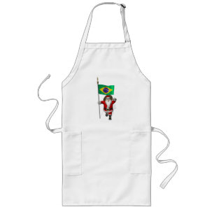Santa Claus With Ensign Of Brazil Long Apron