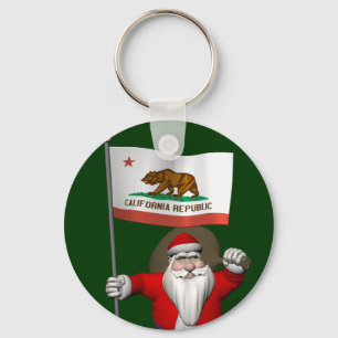 Santa Claus With Ensign Of California Keychain