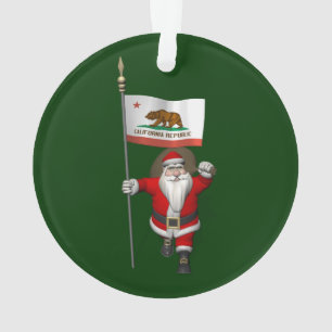 Santa Claus With Ensign Of California Ornament