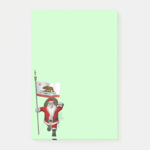 Santa Claus With Ensign Of California Post-it Notes
