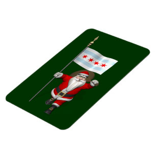 Santa Claus With Ensign Of Chicago Magnet
