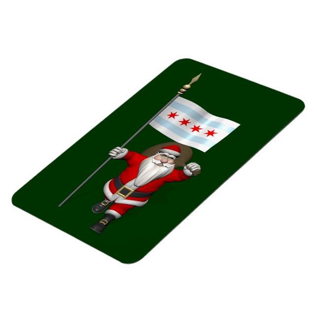 Santa Claus With Ensign Of Chicago Magnet (Left Side)