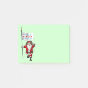 Santa Claus With Ensign Of Chicago Post-it Notes