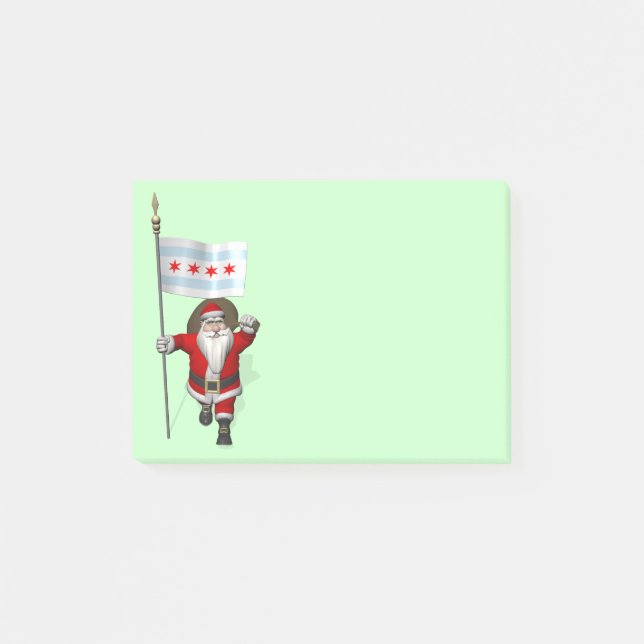 Santa Claus With Ensign Of Chicago Post-it Notes (Front)
