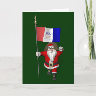 Santa Claus With Ensign Of Cleveland Holiday Card