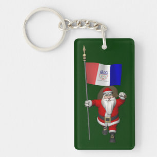 Santa Claus With Ensign Of Cleveland Keychain
