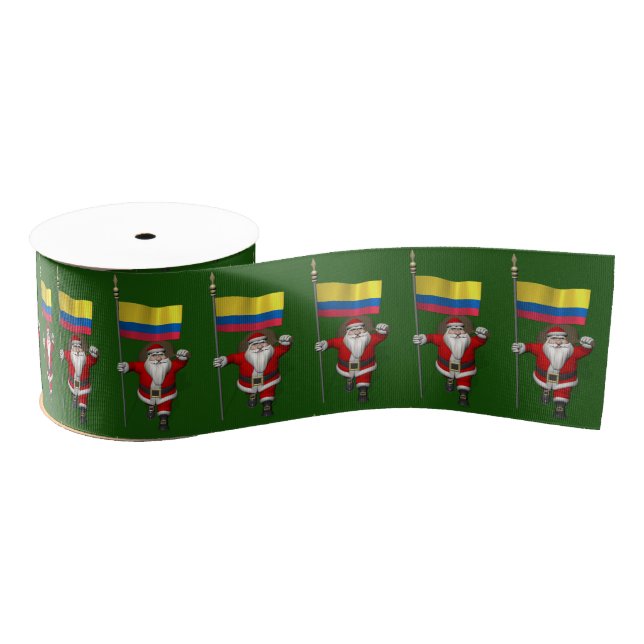 Santa Claus With Ensign Of Colombia Grosgrain Ribbon (Spool)