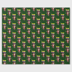 Santa Claus With Ensign Of Colombia Wrapping Paper