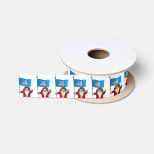 Santa Claus With Ensign Of Connecticut Satin Ribbon