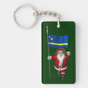 Santa Claus With Ensign Of Curaçao Keychain