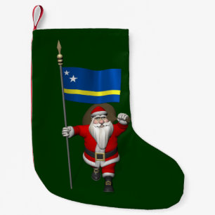 Santa Claus With Ensign Of Curaçao Small Christmas Stocking
