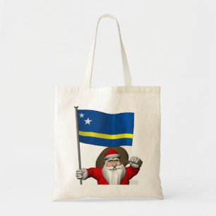 Santa Claus With Ensign Of Curaçao Tote Bag