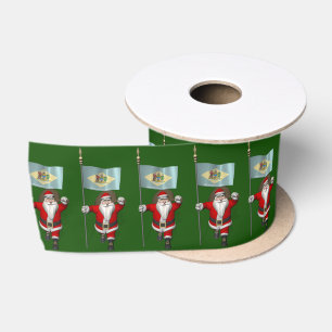 Santa Claus With Ensign Of Delaware Satin Ribbon