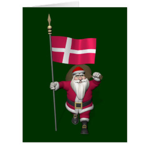 Santa Claus With Ensign Of Denmark Dannebrog