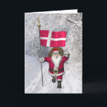 Santa Claus With Ensign Of Denmark Dannebrog Holiday Card<br><div class="desc">background colour can be changed: CUSTOMIZE it
father christmas visiting the european Nordic country in Northern Europe
Glædelig Jul !
merry xmas and a happy new year!</div>