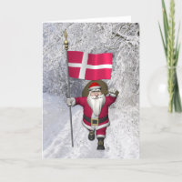 Santa Claus With Ensign Of Denmark Dannebrog