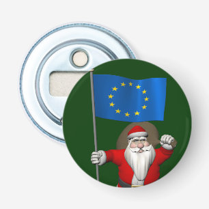 Santa Claus With Ensign Of European Union Bottle Opener