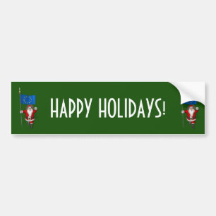 Santa Claus With Ensign Of European Union Bumper Sticker