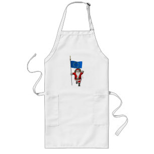 Santa Claus With Ensign Of European Union Long Apron