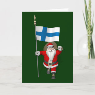 Santa Claus With Ensign Of Finland Holiday Card