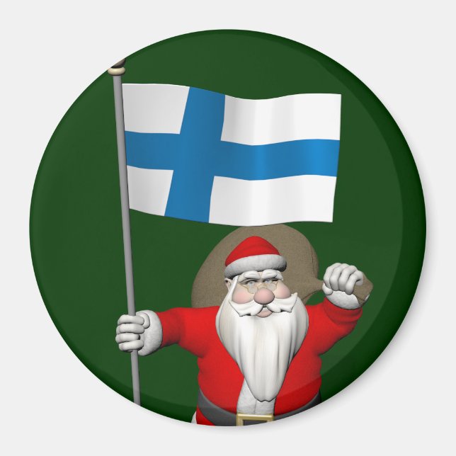 Santa Claus With Ensign Of Finland Magnet (Front)