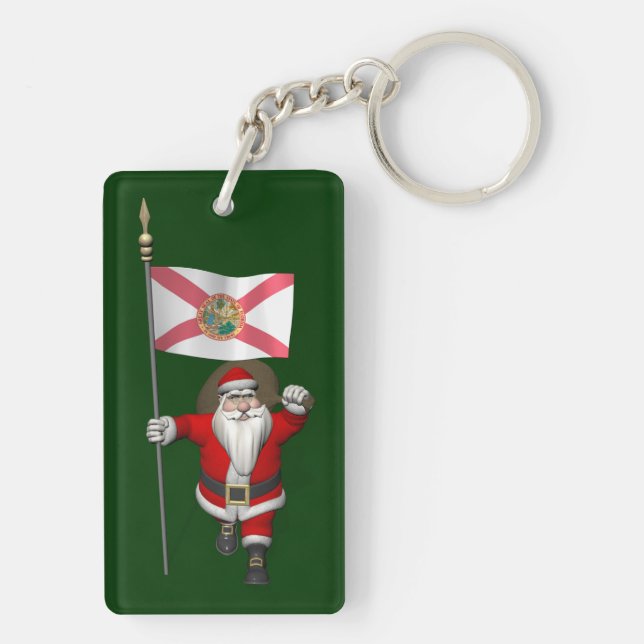 Santa Claus With Ensign Of Florida Keychain (Back)